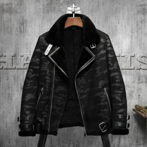 Black B3 Aviator Belted Leather Jacket