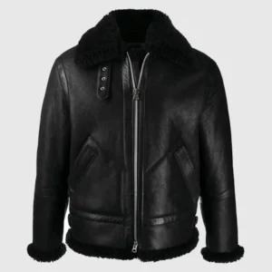 Men Black B3 Shearling Bomber Leather Jacket