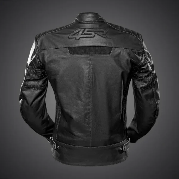 Men Black Biker Vintage Leather Jacket product image from back