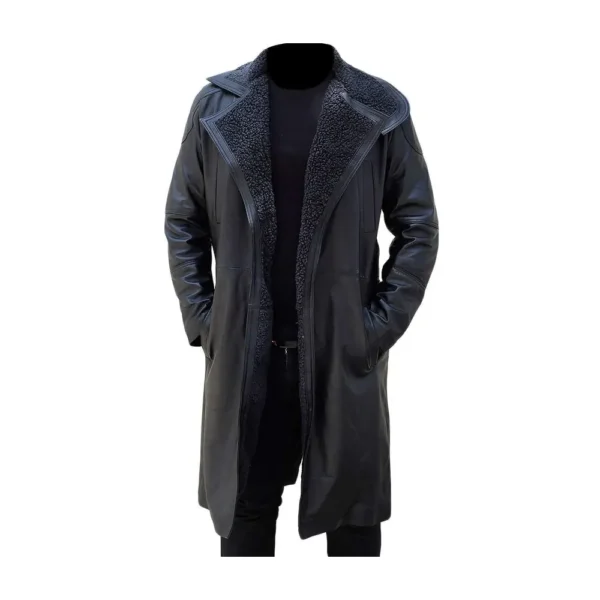 Men Black Blade Leather Duster product image from front