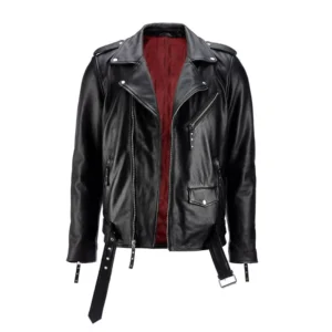 Men Black Double Rider Vintage Moto Leather Jacket