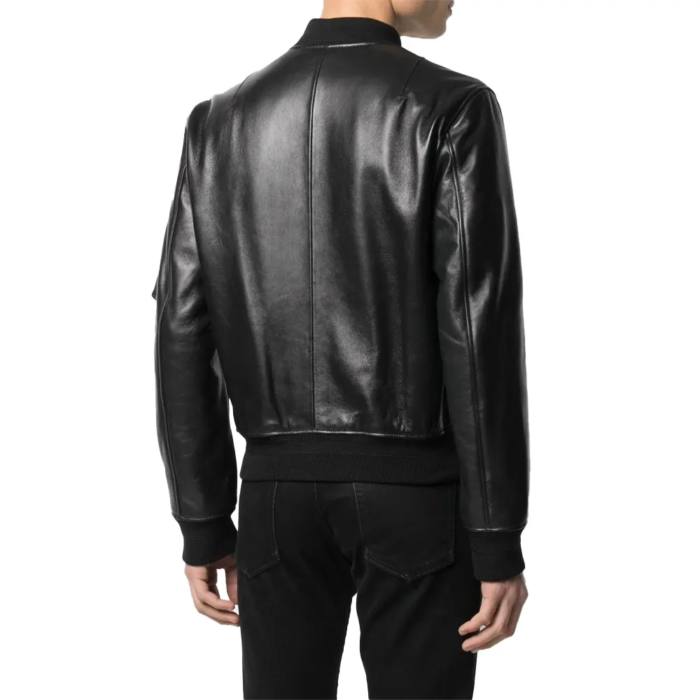 Men's Black MA-1 Bomber Leather Jacket | Urban Leather Jackets