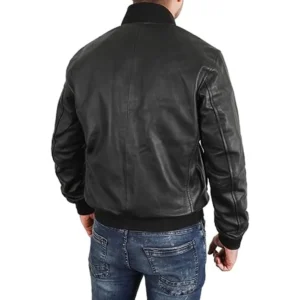Men’s Black MA 1 Flight Bomber Leather Jacket