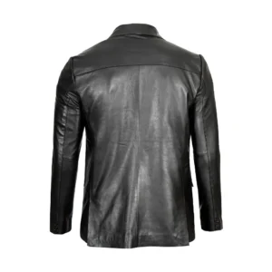 Men’s Black Two Button Leather Blazer Jacket