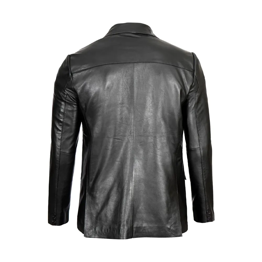 Men Black Two Button Leather Blazer Jacket | Urban Leather Jackets