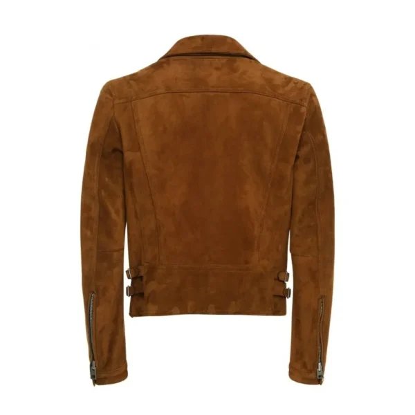 Men Brown Suede Leather Jacket product image from back