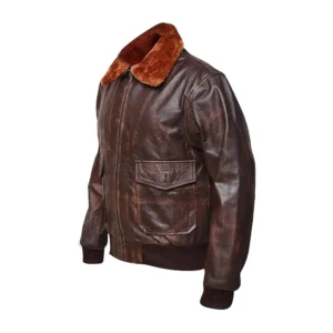 Men Distressed Brown Vintage Goatskin Leather Jacket