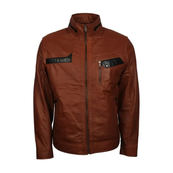 Men Sven Brown Motorcycle Leather Jacket product image from front