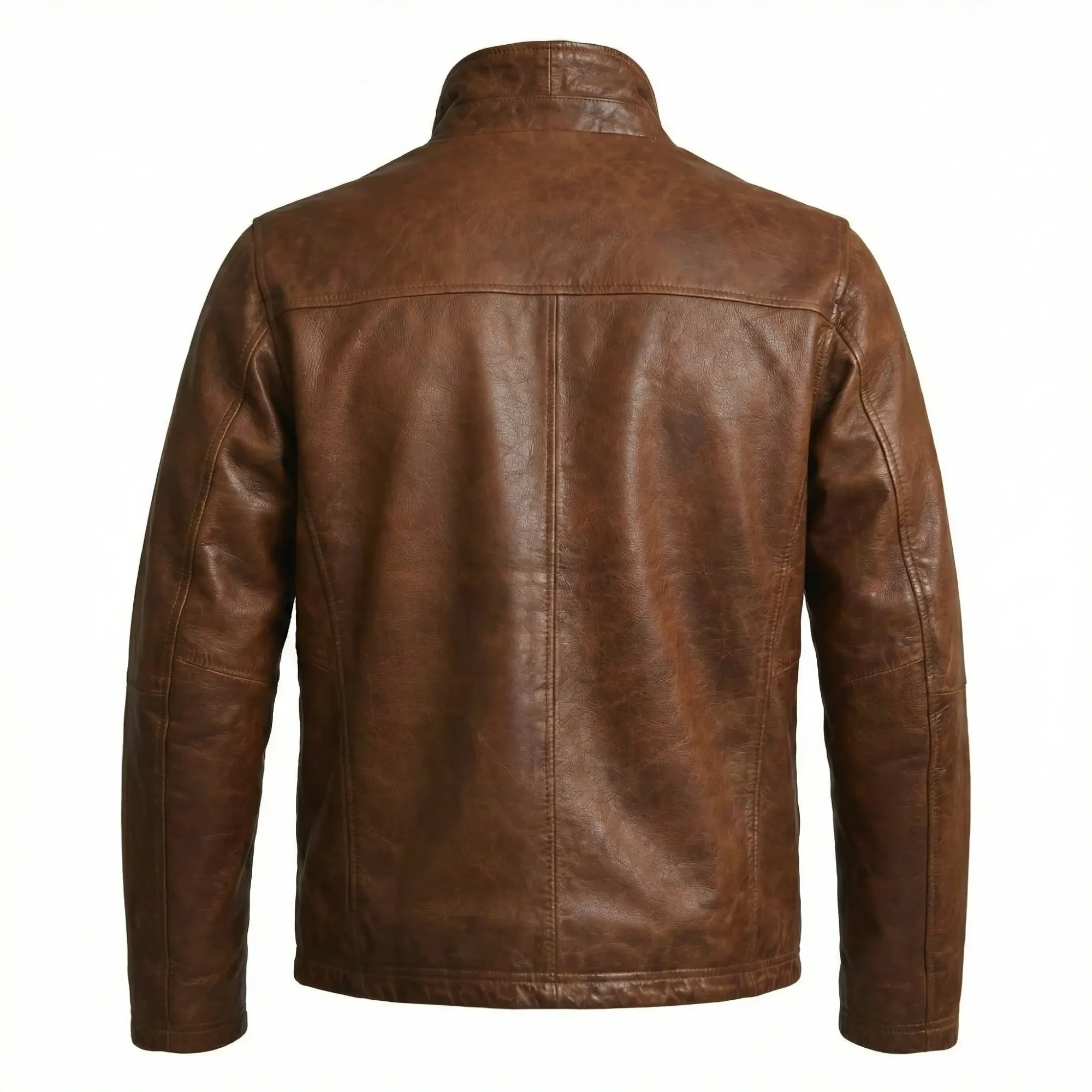 Mens Diamond classic Biker Motorcycle Vintage Distressed Brown Winter Leather Jacket
