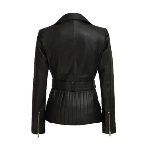Women’s Black Lambskin Belted Leather Jacket