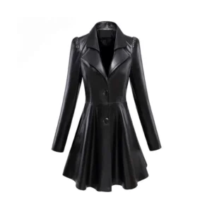 Women Black Leather Coat