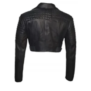 Women’s Black Short Cropped Biker Leather Jacket