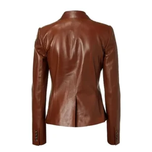 Women’s Brown Lambskin Leather Blazer Jacket