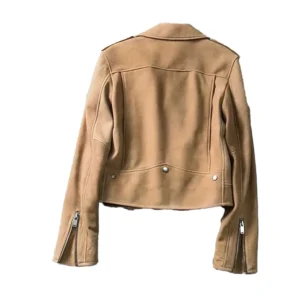 Women’s Motorcycle Tobacco Suede Leather Jacket