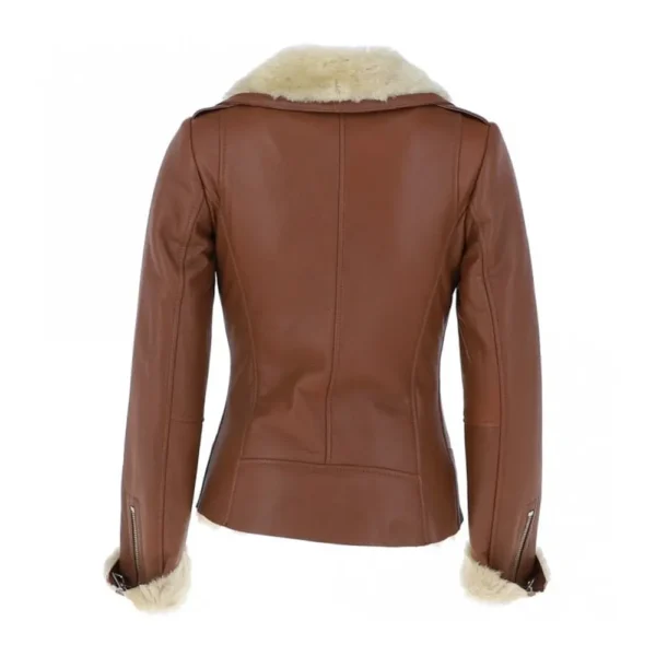 Women Shearling Sheepskin Leather Jacket product image from back