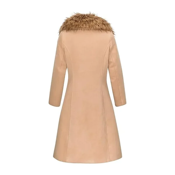 Women Shearling Winter Leather Coat product image from back