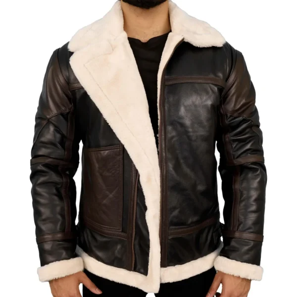 Black B3 Lambskin Bomber Leather Jacket - Image 6
