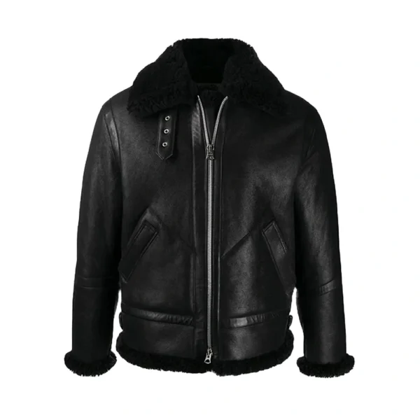 Men's Black B3 Shearling Bomber Leather Jacket