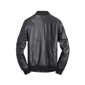 Men’s Black MA-1 Cowhide Bomber Leather Jacket