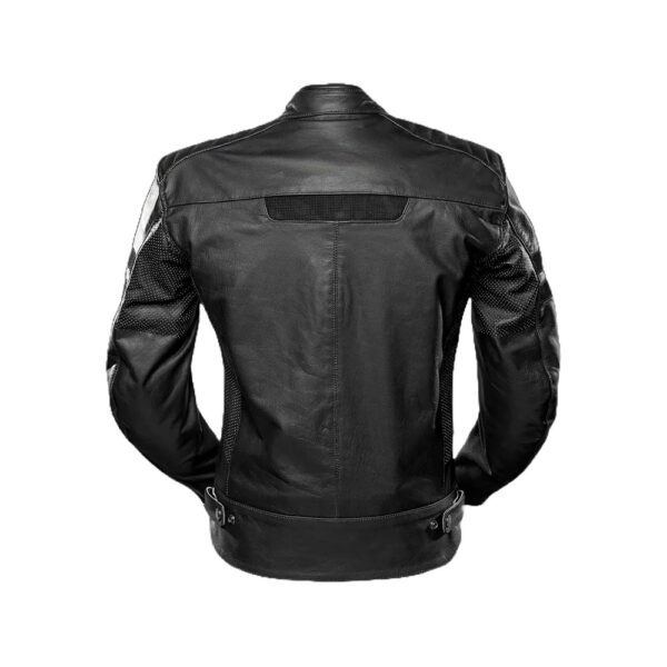 Men's Black Biker Vintage Leather Jacket - Image 2