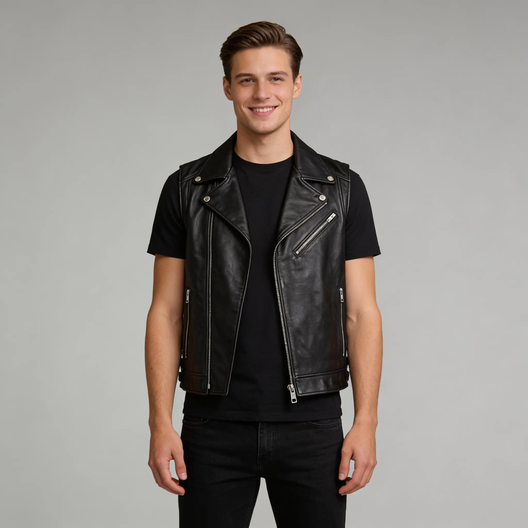 men-black-biker-zipper-leather-vest-open-front
