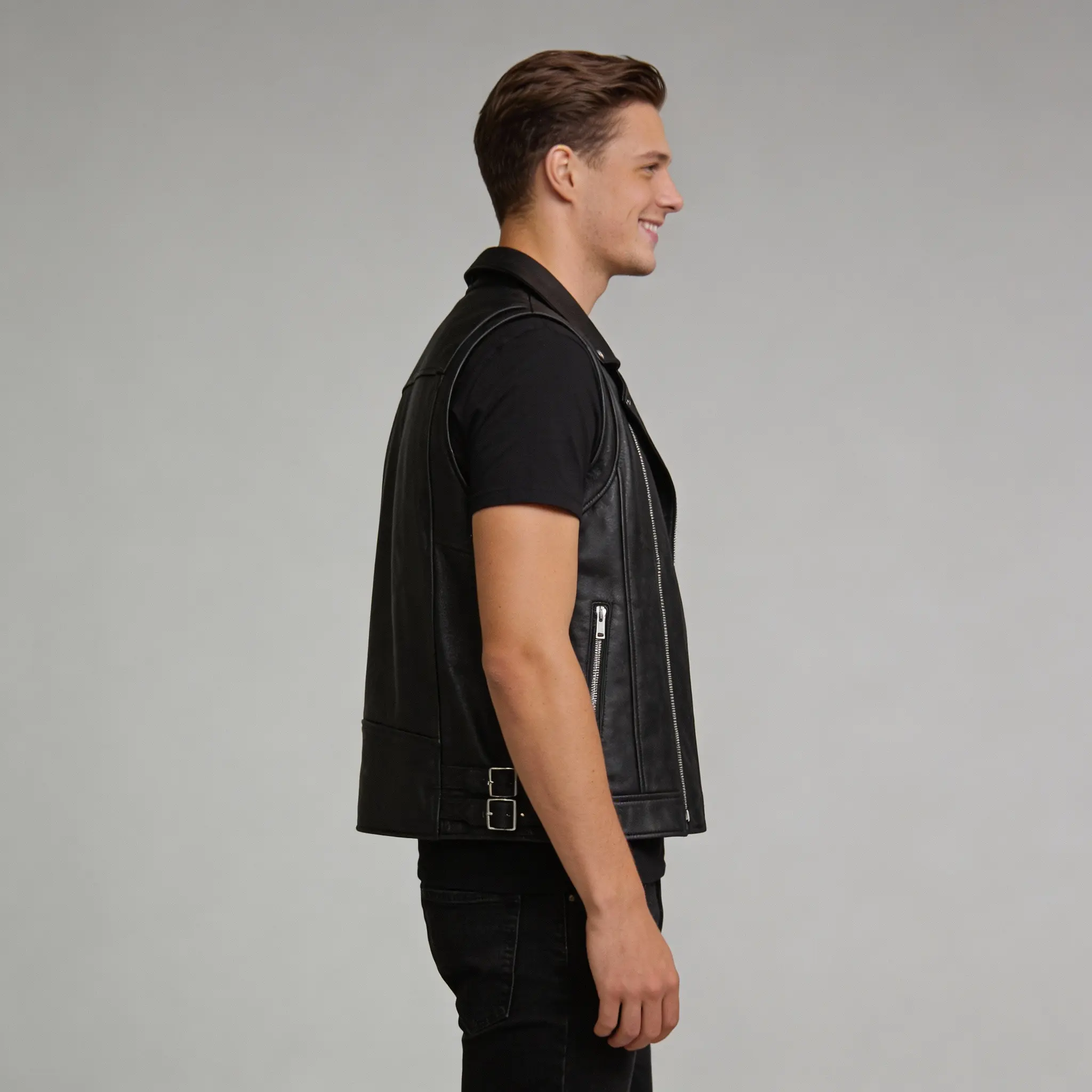 men-black-biker-zipper-leather-vest-side