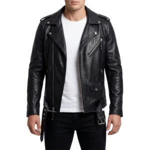 Men’s Black Double Rider Vintage Moto Leather Jacket