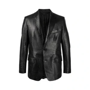 Men Black Lambskin Leather Blazer Jacket
