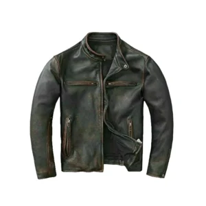 Men’s Black Motorcycle Vintage Cafe Racer Leather Jacket