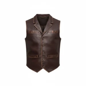 Men’s Brown Distressed Leather Vest