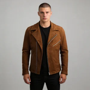 Men’s Brown Double Rider Suede Leather Jacket