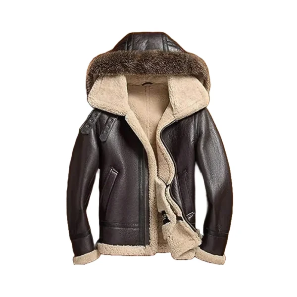 Men's Brown Fur Shearling Sheepskin Leather Jacket