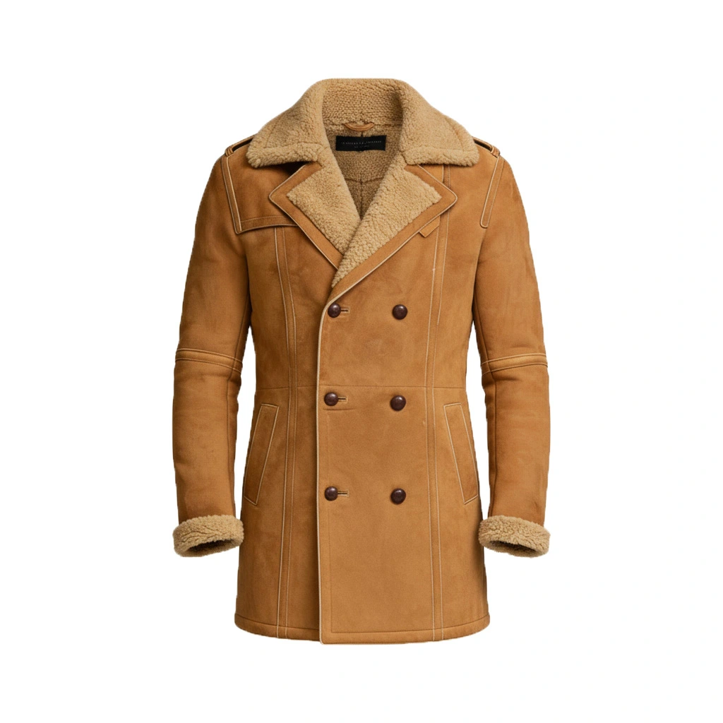 men-brown-shearling-sheepskin-leather-pea-coat (1)