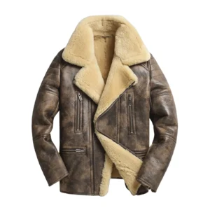 Men’s Brown Winter Fur Shearling Leather Coat