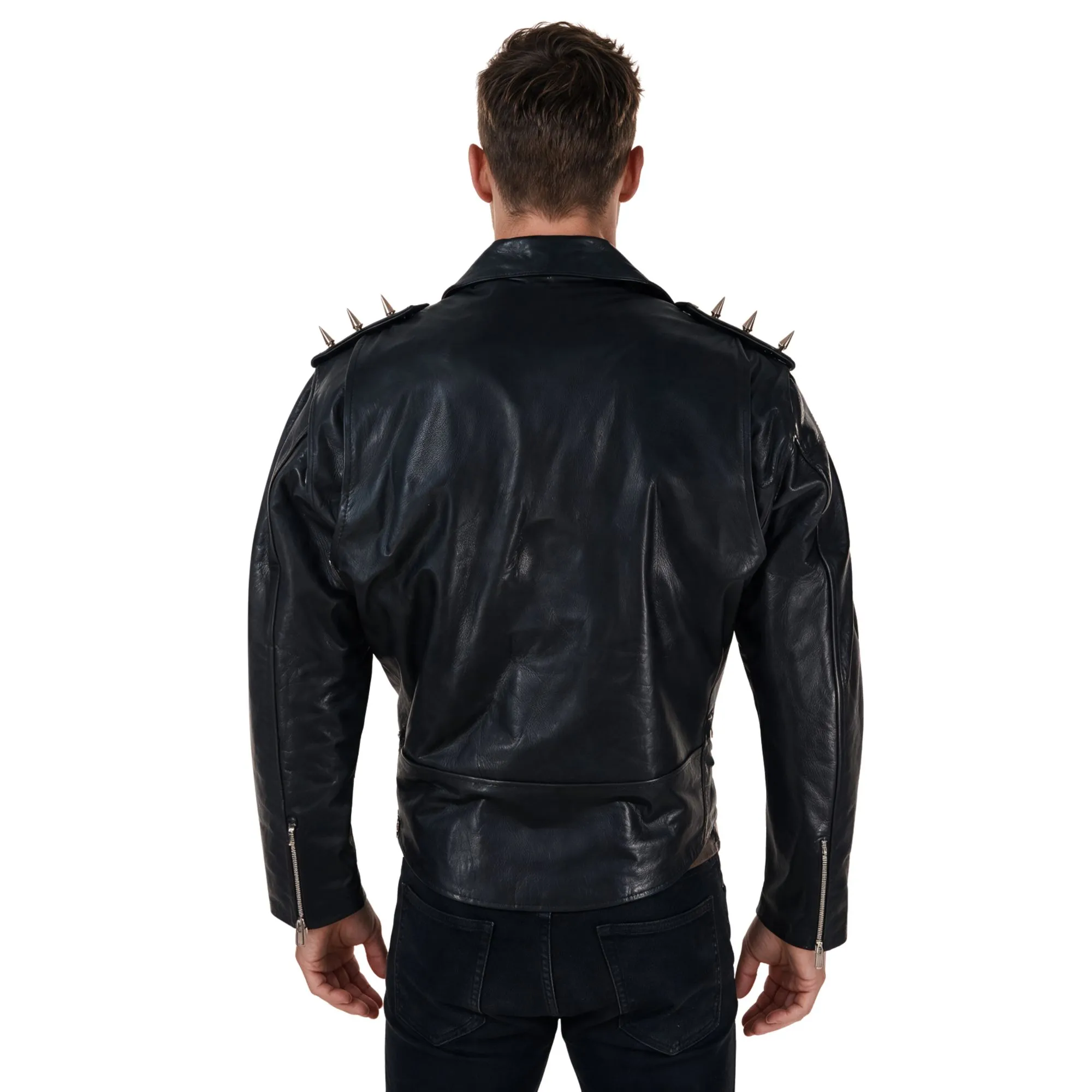 Men's Spike Hide Original Cross Zip Leather Jacket - Image 4