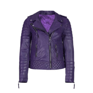 Women Purple Motorcycle Leather Jacket