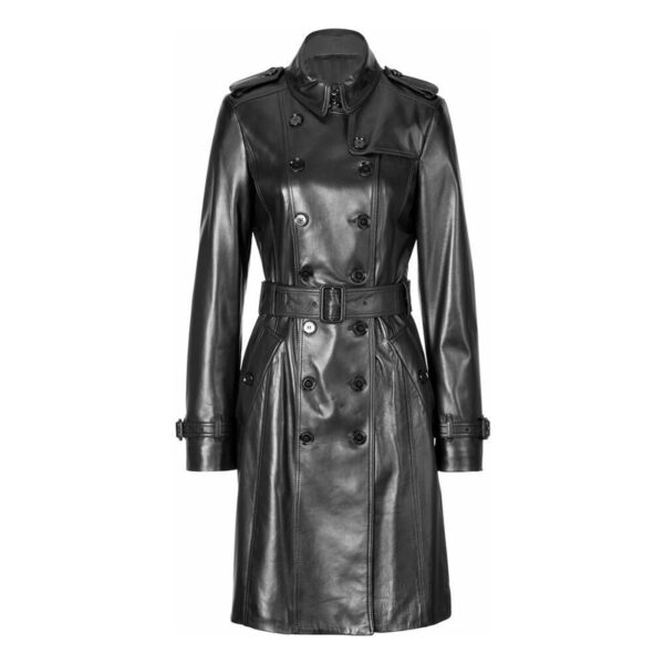 Women's Black Lambskin Leather Trench Coat | Urban Leather Jackets