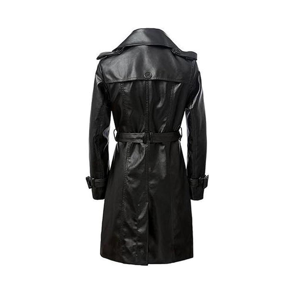 Women's Black Lambskin Leather Trench Coat | Urban Leather Jackets