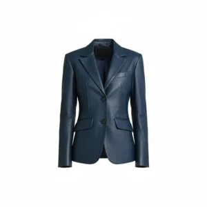 Women’s Blue Sheepskin Leather Blazer Jacket