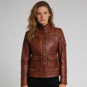 Women’s Dark Wax Brown Sheepskin Leather Jacket