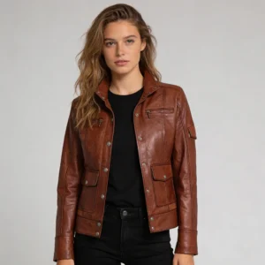 Women’s Dark Wax Brown Sheepskin Leather Jacket