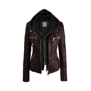 Women’s Hooded Leather Jacket