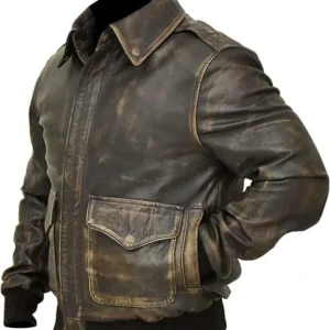 Distressed Aviator Air Force Leather Bomber Jacket