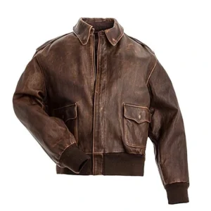 Aviator A2 Distressed Brown Cowhide Leather Bomber Jacket