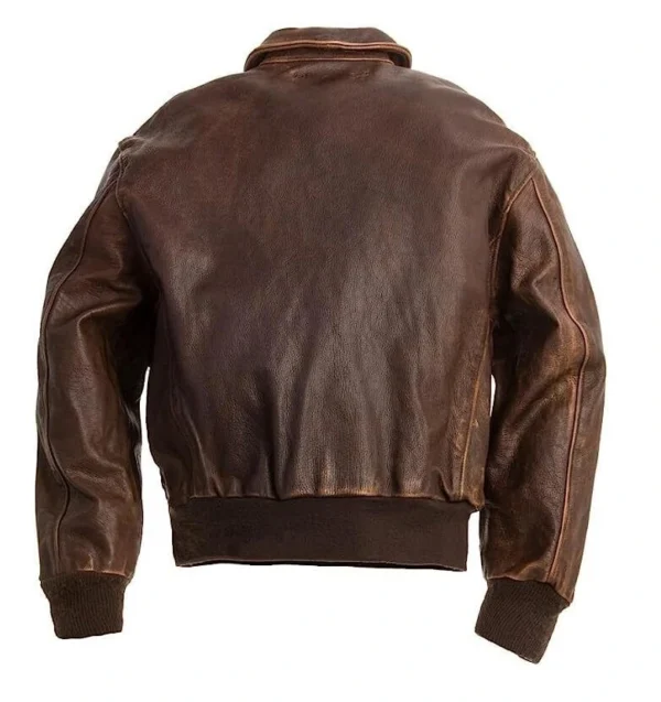 Aviator A-2 Flight Jacket Distressed Brown Real Cowhide Leather Bomber Jacket
