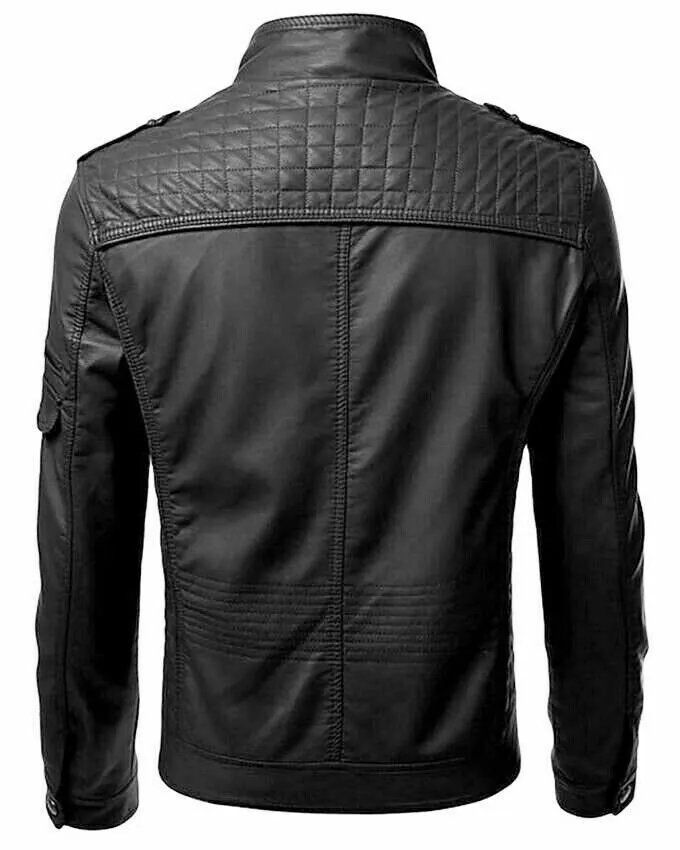 Men's Genuine Lambskin Leather Slim Fit hotsell Motorcycle Leather Jacket Black