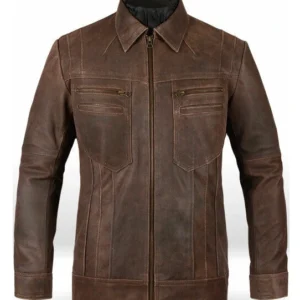 Men Brown Lambskin Biker Leather Jacket