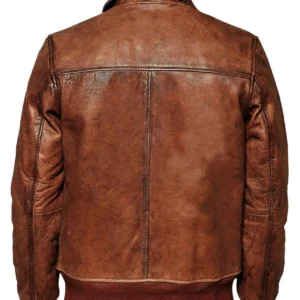 Men’s Brown Vintage Motorcycle Bomber Leather Jacket