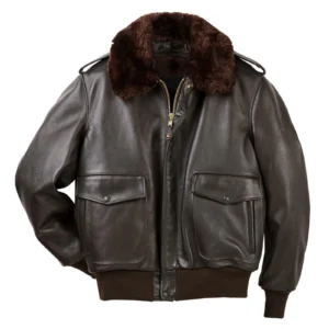 G1 Navy Bomber Leather Fur Jacket
