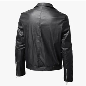 Men’s Cafe Racer Sheepskin Black Leather Jacket
